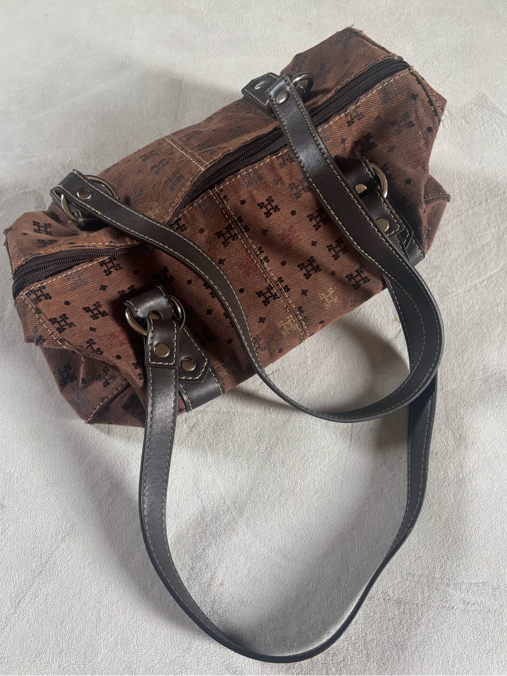 First Issue by Liz Claiborne Brown Monogram Y2K Shoulder Bag